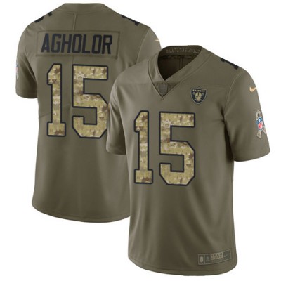 Nike Las Vegas Raiders #15 Nelson Agholor OliveCamo Men's Stitched NFL Limited 2017 Salute To Service Jersey Men's